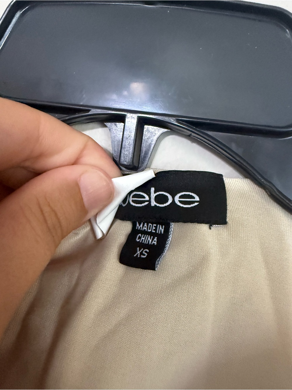 Bebe Beige Ruffled V-Neck Dress - Picture 3 of 3